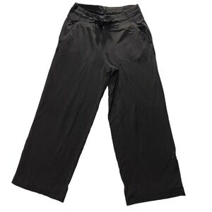 Athleta Balance Pant Wide Leg Gray Mid Rise Size Medium Petite Drawstring Waist